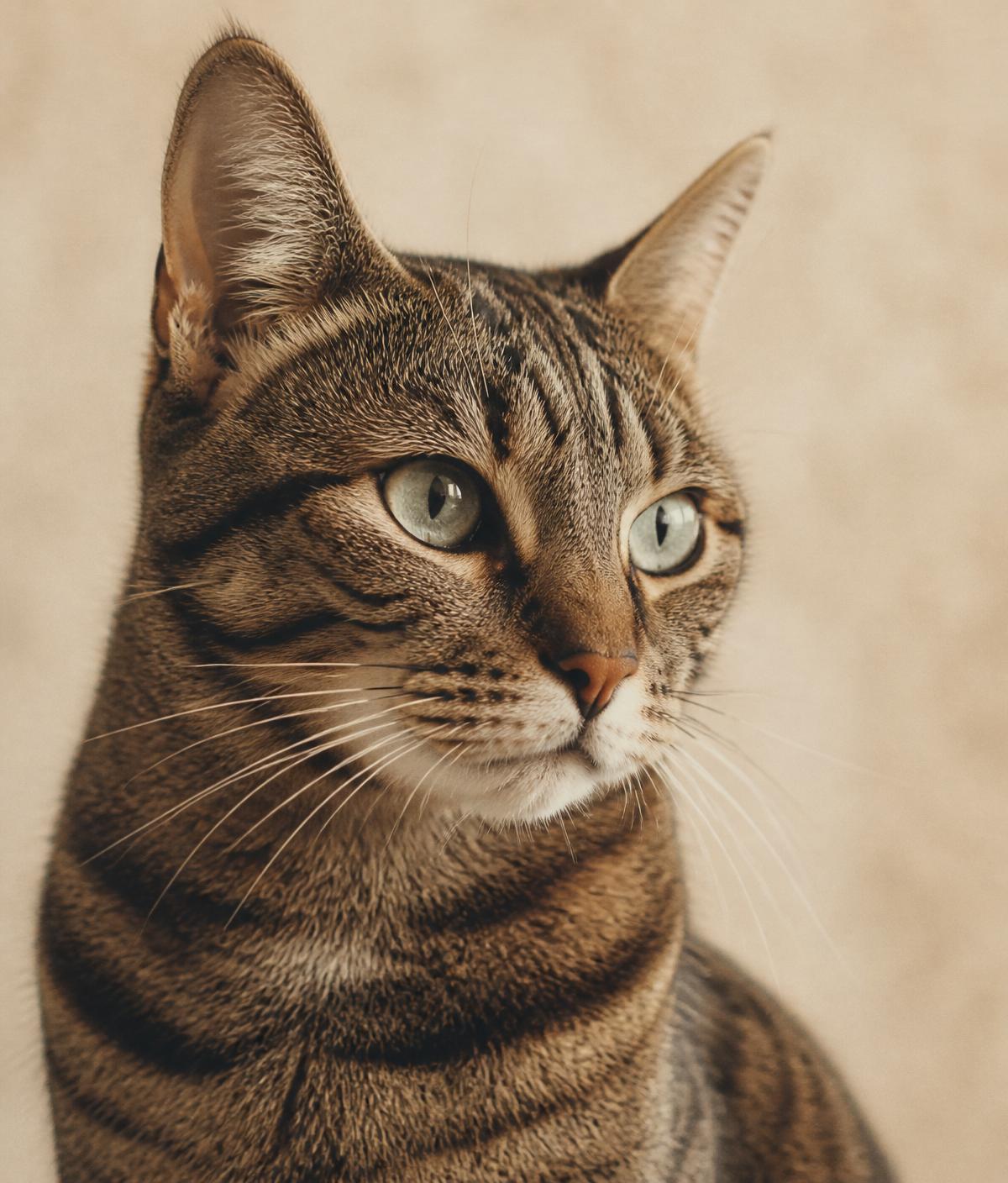 Tabby cat in soft daylight